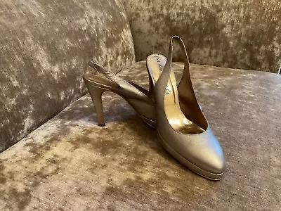 £30 • Buy Women All Leather Court Heels Slingback Shoes, Silver, Size 37/4, Mascaro, £30