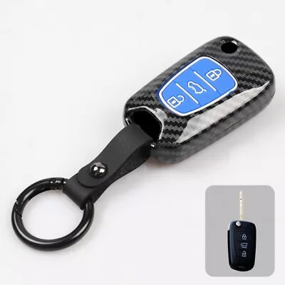 Carbon Blue Car Remote Flip Key Fob Cover Case For Hyundai I30 Ix35 For KIA • $19.99