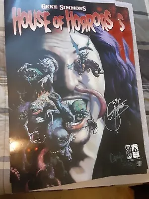 KISS Gene Simmons SIGNED 'House Of Horrors' POSTER RARE Photo • $75