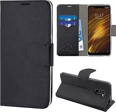 For XIAOMI POCOPHONE F1 FLIP CASE BOOK LUXURY BLACK COVER LEATHER WALLET STAND • $12.39