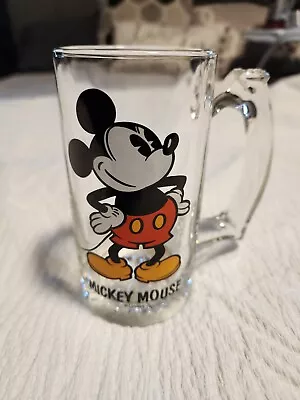 Walt Disney Mickey Mouse Mug Clear Glass Beer Drinking Cup With Handle • $8.99