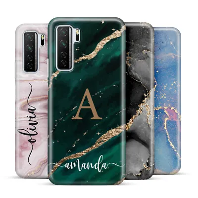 Personalised Marble Phone Case Name Initial Cover Custom For Huawei P40 P20 • £5.99