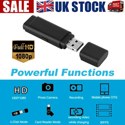 UK Mini USB Flash Drive Pinhole Secret Camera DVR U Disk 1080P HD Video Recorder • £22.13