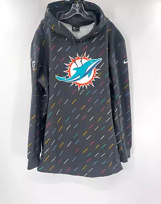 Miami Dolphins Nike Grey W/colorful Detail Crucial Catch Patch Men's Hoodie 3xl • $69.99