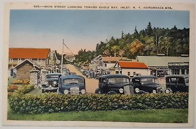 Vintage Postcard Main Street Toward Eagle Bay Inlet Adirondack New York AA29 • $4.75