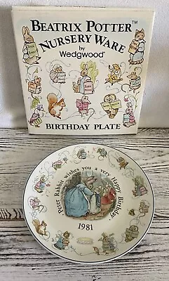 Wedgwood Beatrix Potter Nursery Ware Peter Rabbit Birthday Plate 1981 Ships Free • $14.99