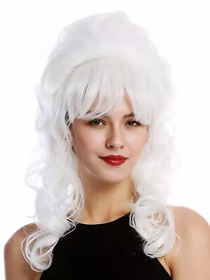 Wig Ladies Baroque 60er Retro Beehive Updo Bun Curly Long White • £27.56