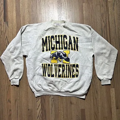 VTG Michigan Wolverines Artwork Graphic Sweatshirt PULLOVER SZ XL HTF RETRO OLD • $39.99