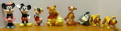 $30 • Buy Large Disney Porcelain Figurine Lot (8) W/Mickey & Minnie Mouse + Pinocchio ++