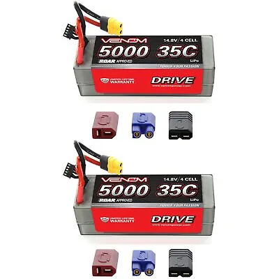 Venom 35C 4S 5000mAh 14.8V Hard Case RC LiPo Battery ROAR With UNI Plug X2 Packs • $219.98