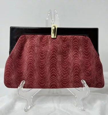 MCM Clutch Frame Merlot Red Suede Leather Patterned Italy Rodo Purse • $49.95