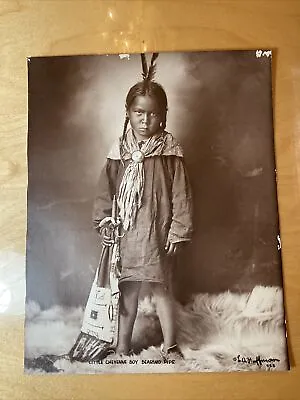 L. A. Huffman Photo Little Cheyenne Boy Bearing Pipe 8”X10” W/Frame • $199