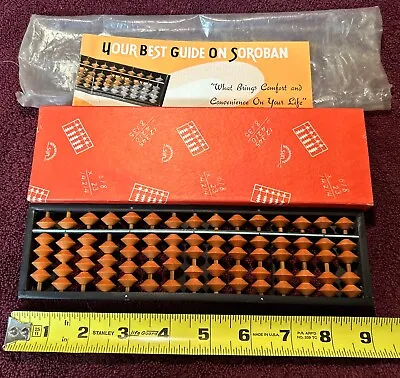 Vintage SUN Miniature Abacus Original Orange Box Japan 8”+ Soroban Instructions • $17