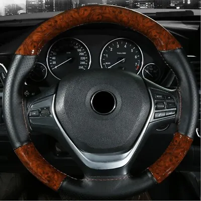 Peach Wood DIY Leather Car Steering Wheel Cover With Needles And Thread • £10.30