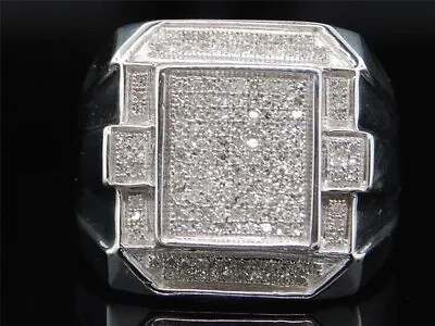 .925 Sterling Silver 3Ct Pave Lab Created Diamond Man's Pinky Ring • $140.52