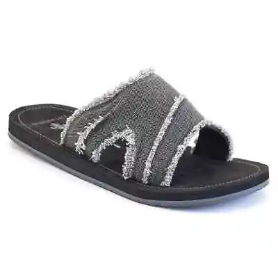 Men's Vintage Stone Black Grey Frayed Flip-Flops • $15.99