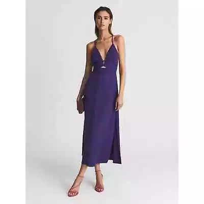 REISS ELLIS PLUNGE BODYCON MIDI DRESS Size 6 US NWOT $320 • $125