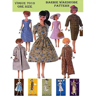 Barbie Doll Clothes Pattern Vogue 7010 Vintage Pattern • $9.95