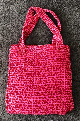 £7.99 • Buy M&S Per Una BEACH TOWEL Folds Into TOTE BAG 100% Cotton PINK Vgc
