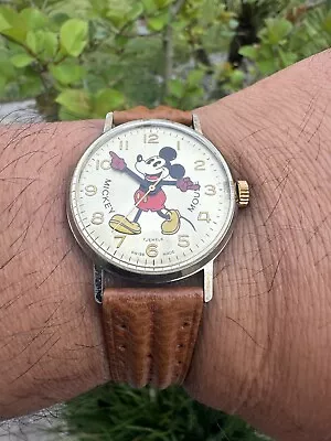 Vintage Mickey Mouse Bradley Swiss Made Wind Up Men’s Watch • $155