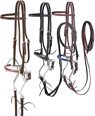 Browband Headstall - Reins - Curb Chain And Hackamore Set - 3 Color Choices • $66.30