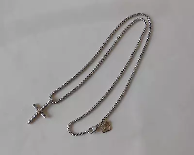 David Yurman Sterling Silver With 14K Gold Petite X Cross Pendant Necklace 16.5  • $186