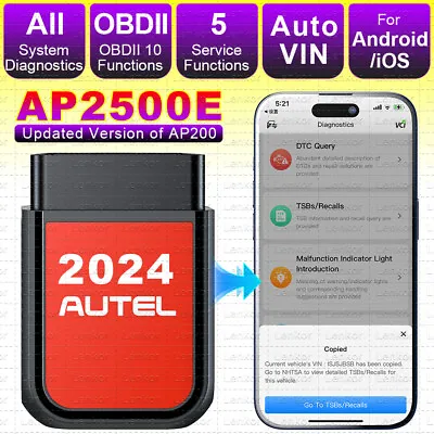 Autel MaxiAP AP2500E Full System Diagnostic Code Reader OBD2 Scanner Up Of AP200 • $59.99