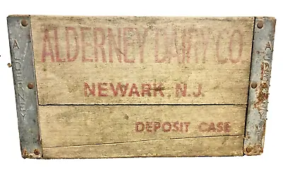 Vintage Wooden Metal Milk Crate Alderney Dairy • $45