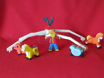 VINTAGE Fisher Price Baby Crib FARM MOBILE 1973 Horse Pig Sheep Cow Scarecrow • $9.99