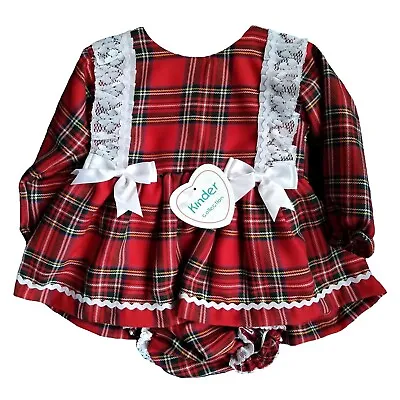 £25.95 • Buy Baby Girl Dress Set Red Tartan Bow Lace Party Christmas Traditional 18 24 Months
