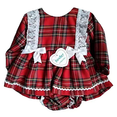 £25.95 • Buy Baby Girl Dress Set Red Tartan Bow Lace Party Traditional Occasion 18 24 Months