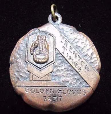 1937 TRENTON TIMES GOLDEN GLOVES BOXING Medal Medallion Fob Sports Award • $295