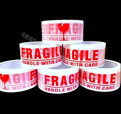 Adhesive Packing Tape 50mm X 66m HANDLE WITH CARE Fragile Tape • £5.85