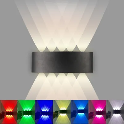 RGB Waterproof LED Wall Lights Up/Down Modern Sconce Outdoor/Indoor Lamp Doorway • £17.99