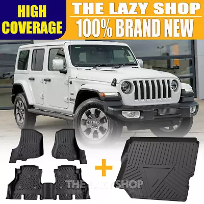 5D TPE Door Sills Covered Floor Mats & Cargo Mat For Jeep Wrangler JL 4Door 18+ • $268.45