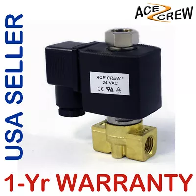 1/4 Inch NORMALLY OPEN 24V AC VAC Brass Solenoid Valve NPT ONE-YEAR WARRANTY • $25.98