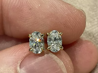 £55 • Buy 1.0 Carat Lab Created Diamond Oval Stud Earrings Set In 9k Gold Plated 925