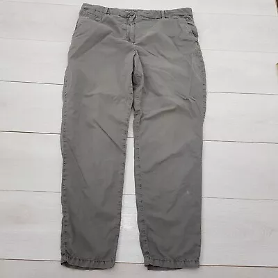 M&S Casual Chino Trousers Size 16 W36 L28 Khaki Green Zip Pockets 100% Cotton • £9.97