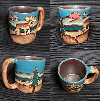 NEW Mara Mexico Studio Art Pottery SIGNED Mug | Moose Pine Tree Landscape | 16oz • $46
