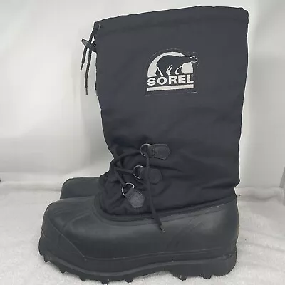 Sorel Glacier Men's NM1040-010 Extreme Snow Winter Lined Black Boots Size US 13 • $59.99