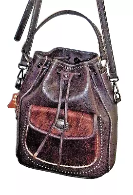 MONTANA WEST Trinity Ranch Embossed Leather Hair-On Front Hobo Bag - New W/Tags • $54.99