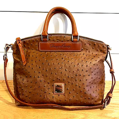 Dooney & Bourke Brown Satchel Ostrich Leather Shoulder Bag Purse Vintage • $149.96