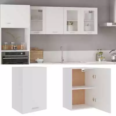 Kitchen Wall Cabinet Wood Wall Mounted Upper Cupboard Unit - White Matt • £57.44