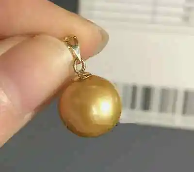 Huge AAA+ 11-12mm Real Natural South Sea Gold Round Pearl Pendant 14k Gold • $28
