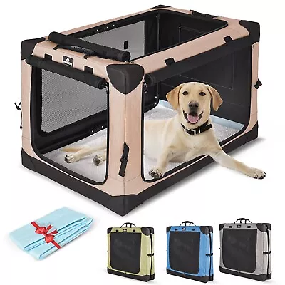 $74.99 • Buy Collapsible Dog Crate Portable Travel 4 Door With Soft Mat Pet Kennel M/L/XL