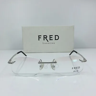 New Vintage FRED Lunettes CUT 008 F4 Rimless Eyeglasses C. 002 Platinum 52-20mm • $1899.99