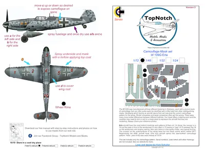 TopNotch Bf109G Erla Camouflage Scheme Vinyl Mask Set • £7
