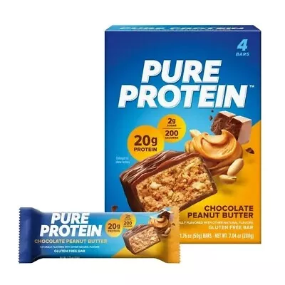 Pure Protein Bars Chocolate Peanut Butter High Protein Gluten Free 1.76 Oz 4 Ct • $7.99