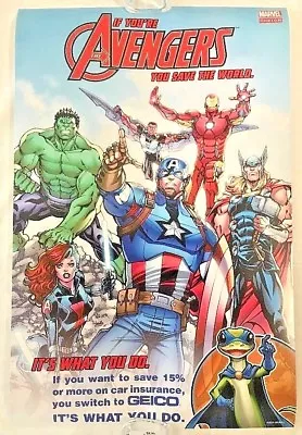 Marvel Avengers Geico 2016 New York Comic Con Poster Promotional NYCC 11 X 16  • $7.49