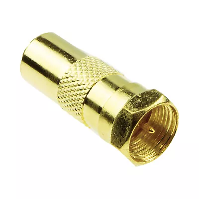 F Type Male Plug To RF Male TV Freeview Aerial Cable Adapter Converter GOLD • £3.26